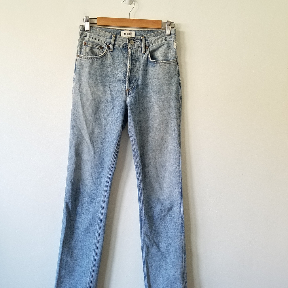 Agolde Lana Straight Legs Jeans Button Fly in Riptide Size 24 - Picture 6 of 16